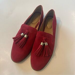 Franco Sarto Women's Hadden Loafer Slip On Red Tassels Size 6 1/2
